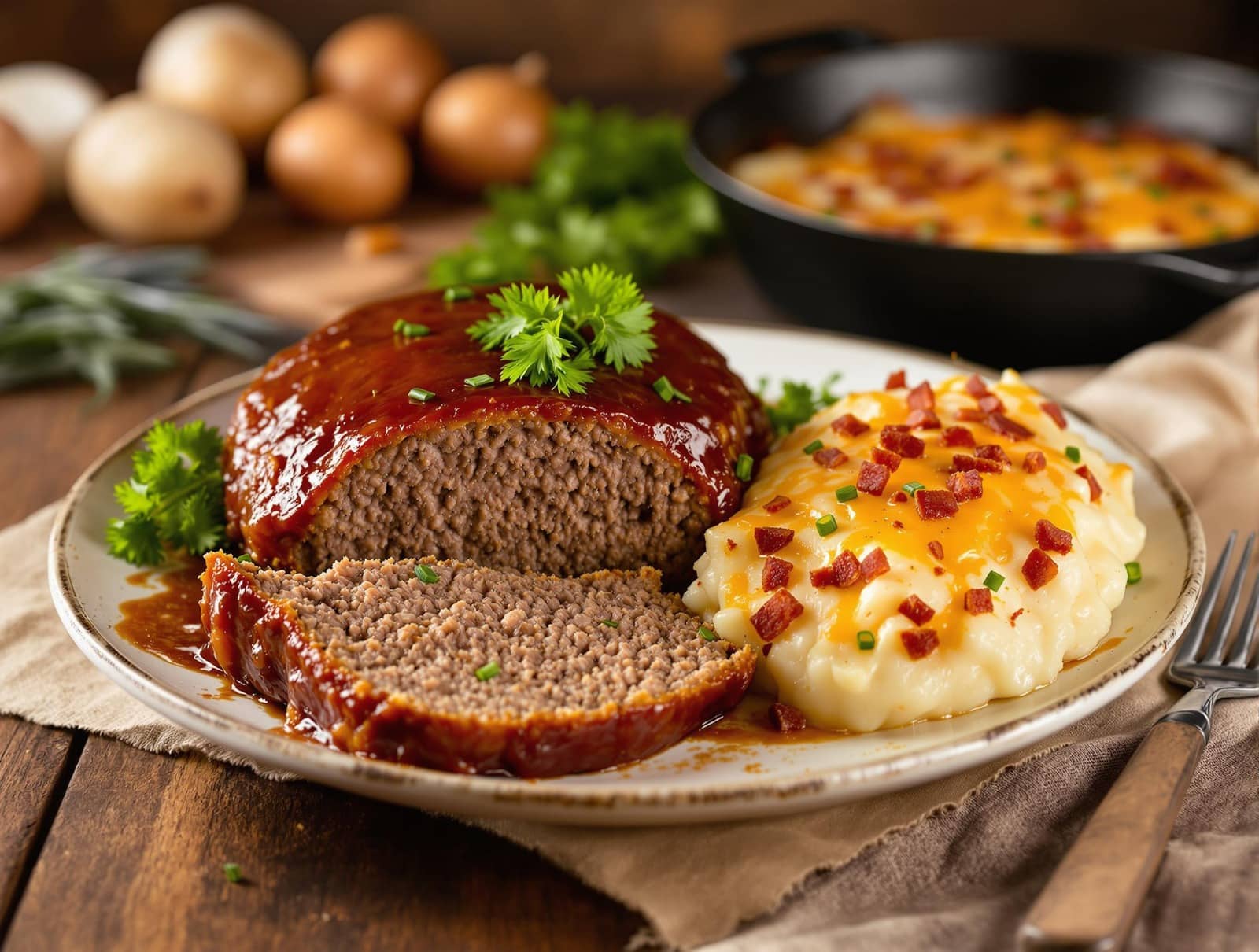 cowboy meatloaf and potato casserole