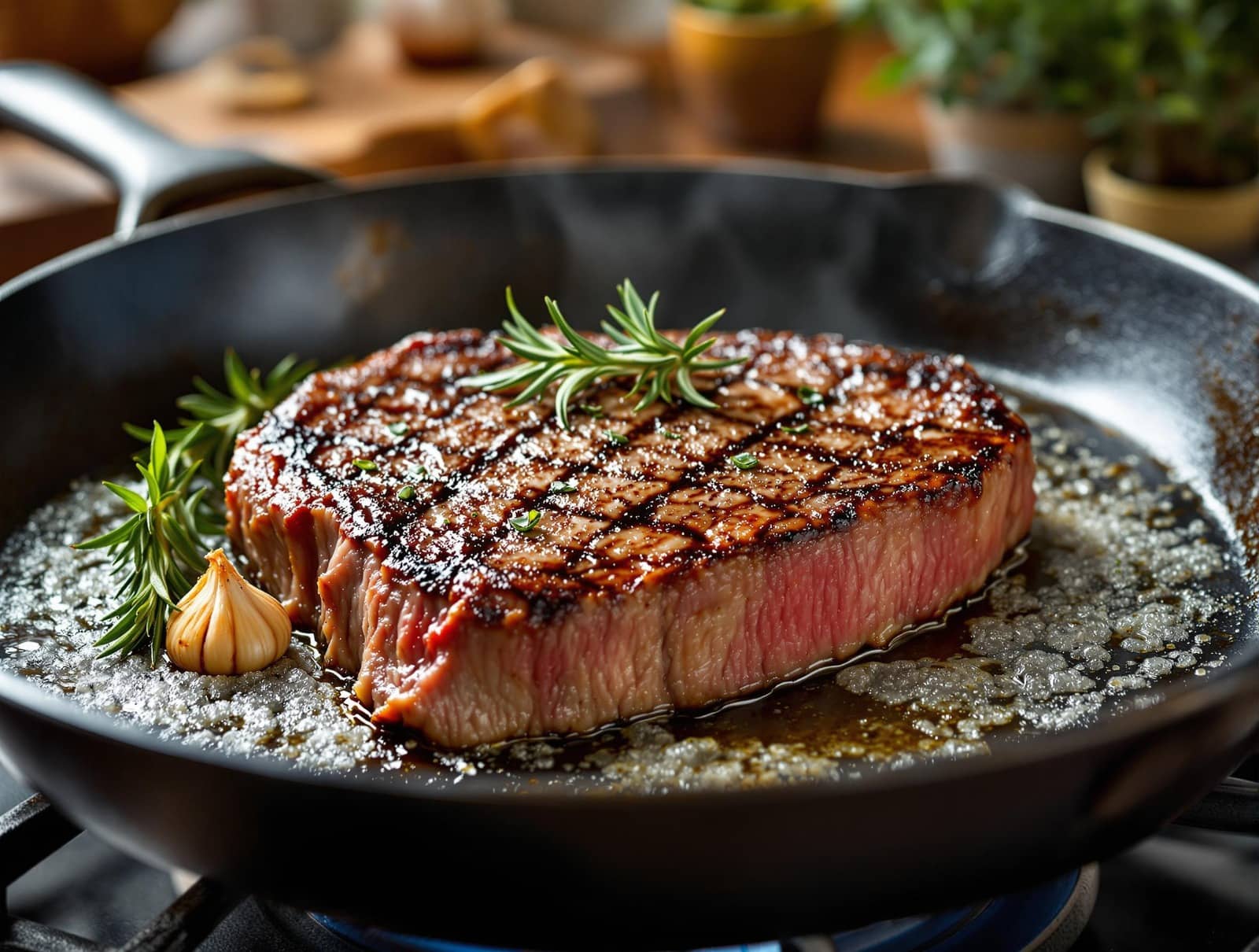 chuck eye steak in pan