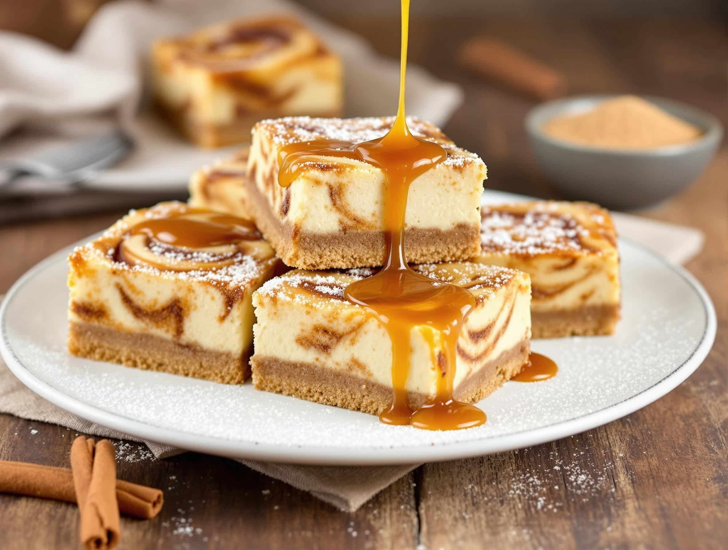 blender cinnamon roll cheesecake bars​