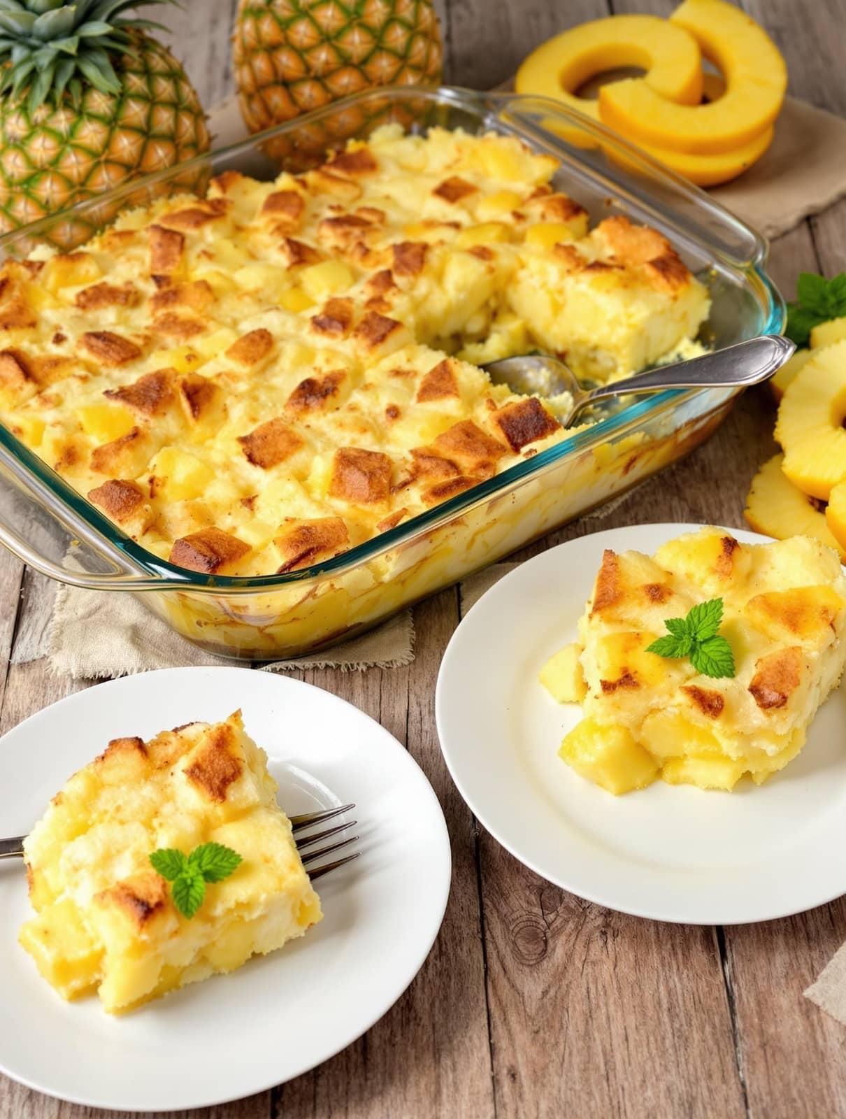 Pineapple casserole with bread