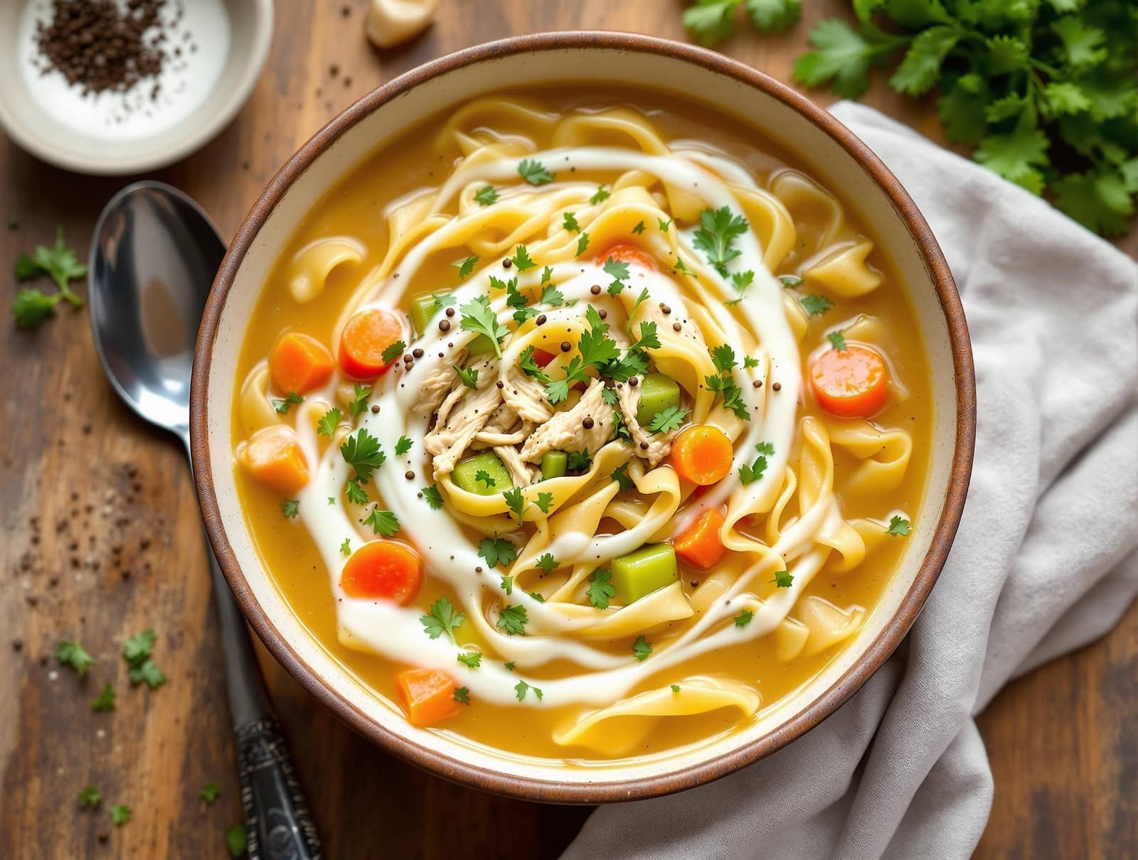 Crack chicken noodle soup with heavy cream