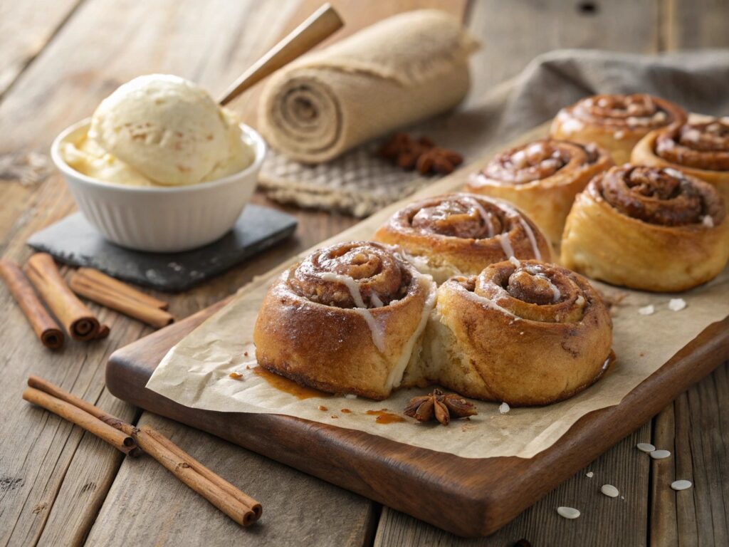 Rhodes Cinnamon Rolls with Ice Cream