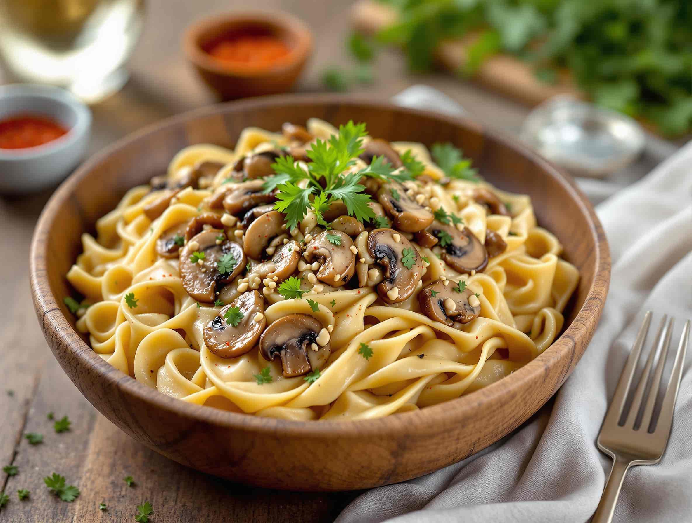 Mushroom Cream Pasta Vegan