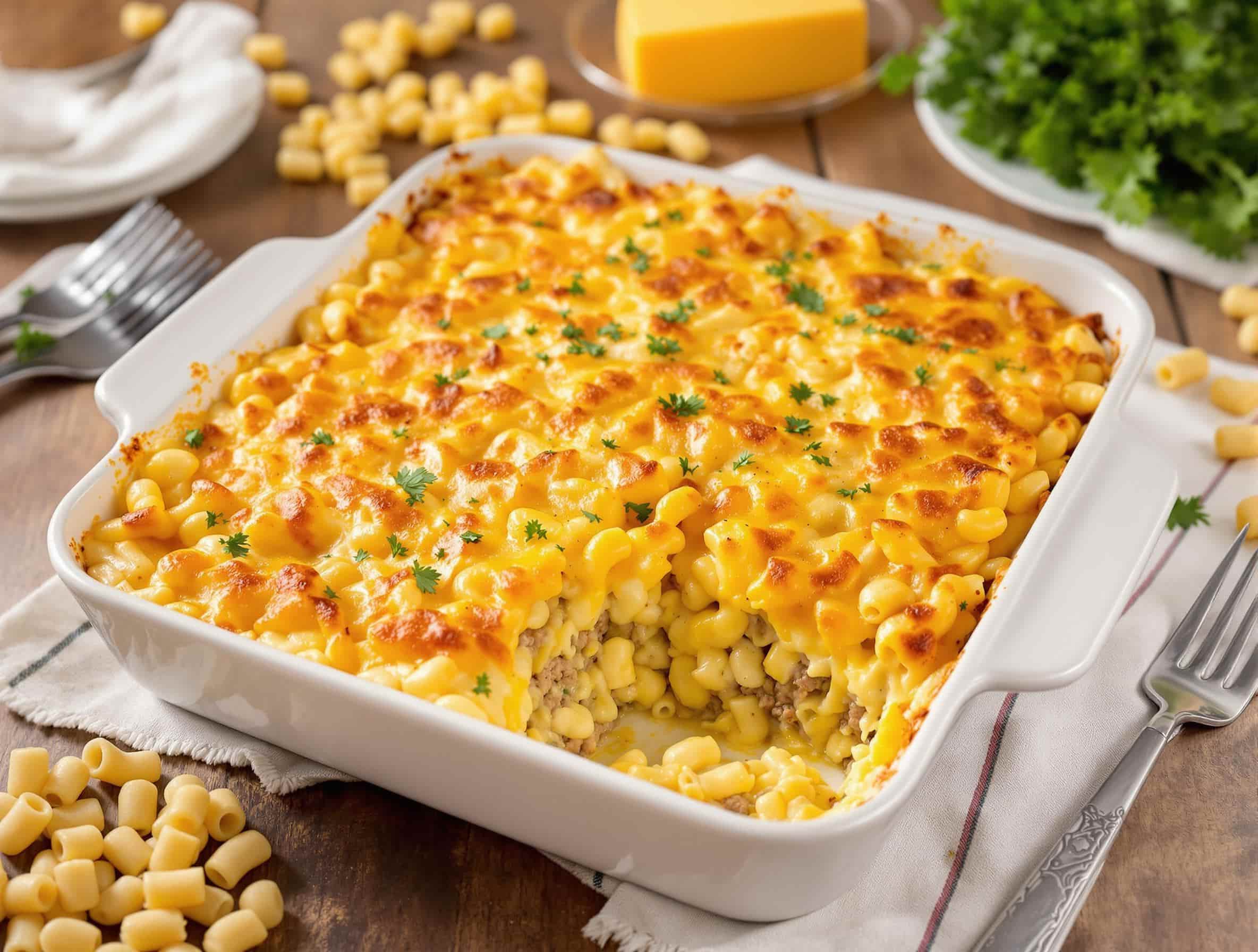 Mac and Cheese Meatloaf Casserole