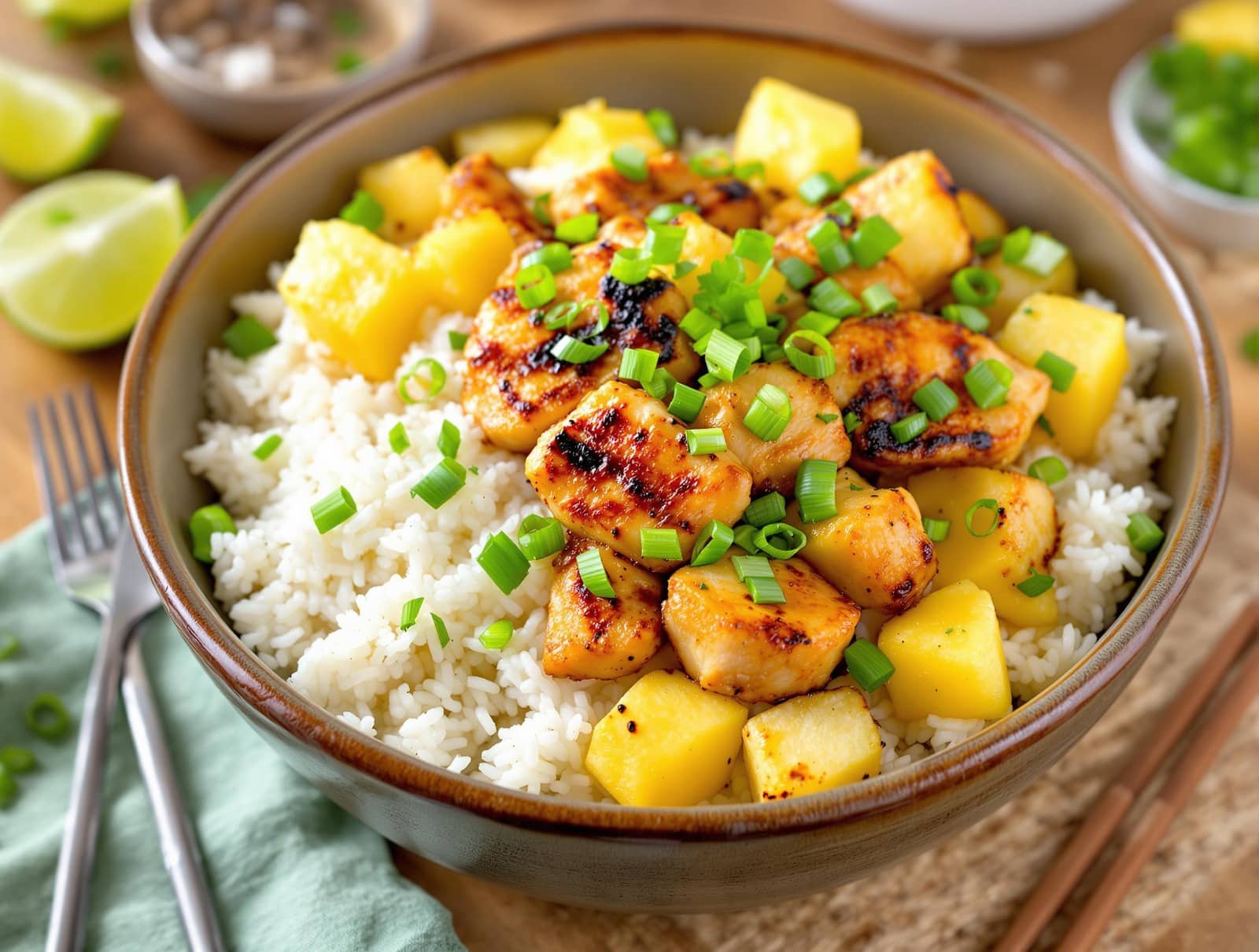 chicken and rice pineapple bowl