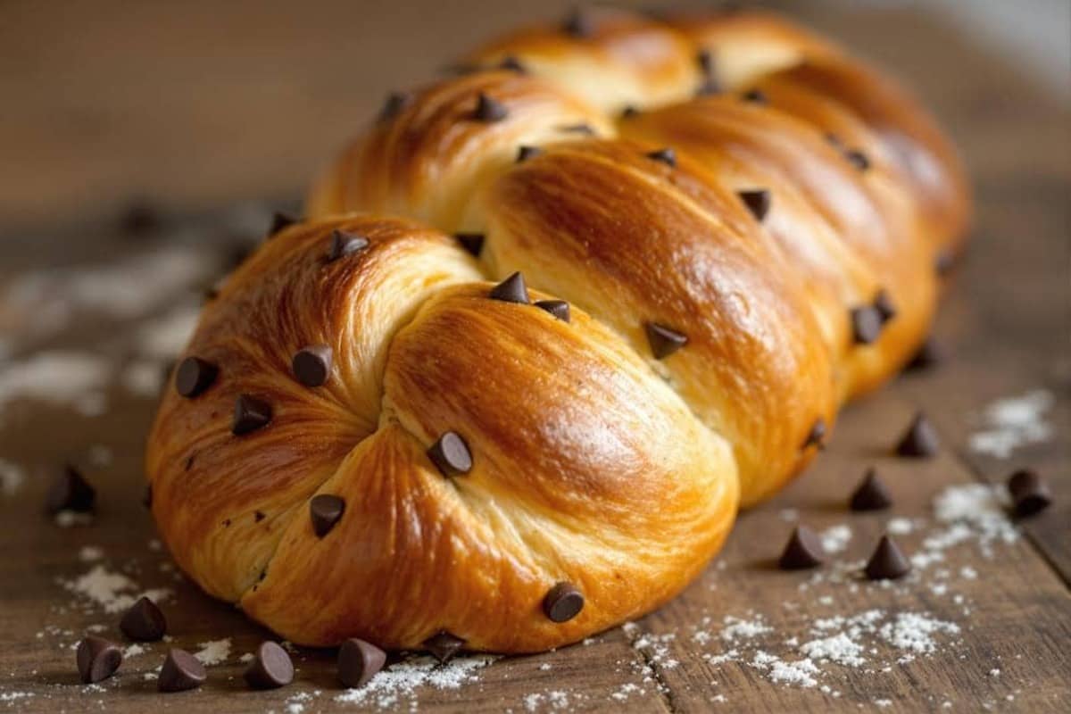 braided chocolate chip brioche