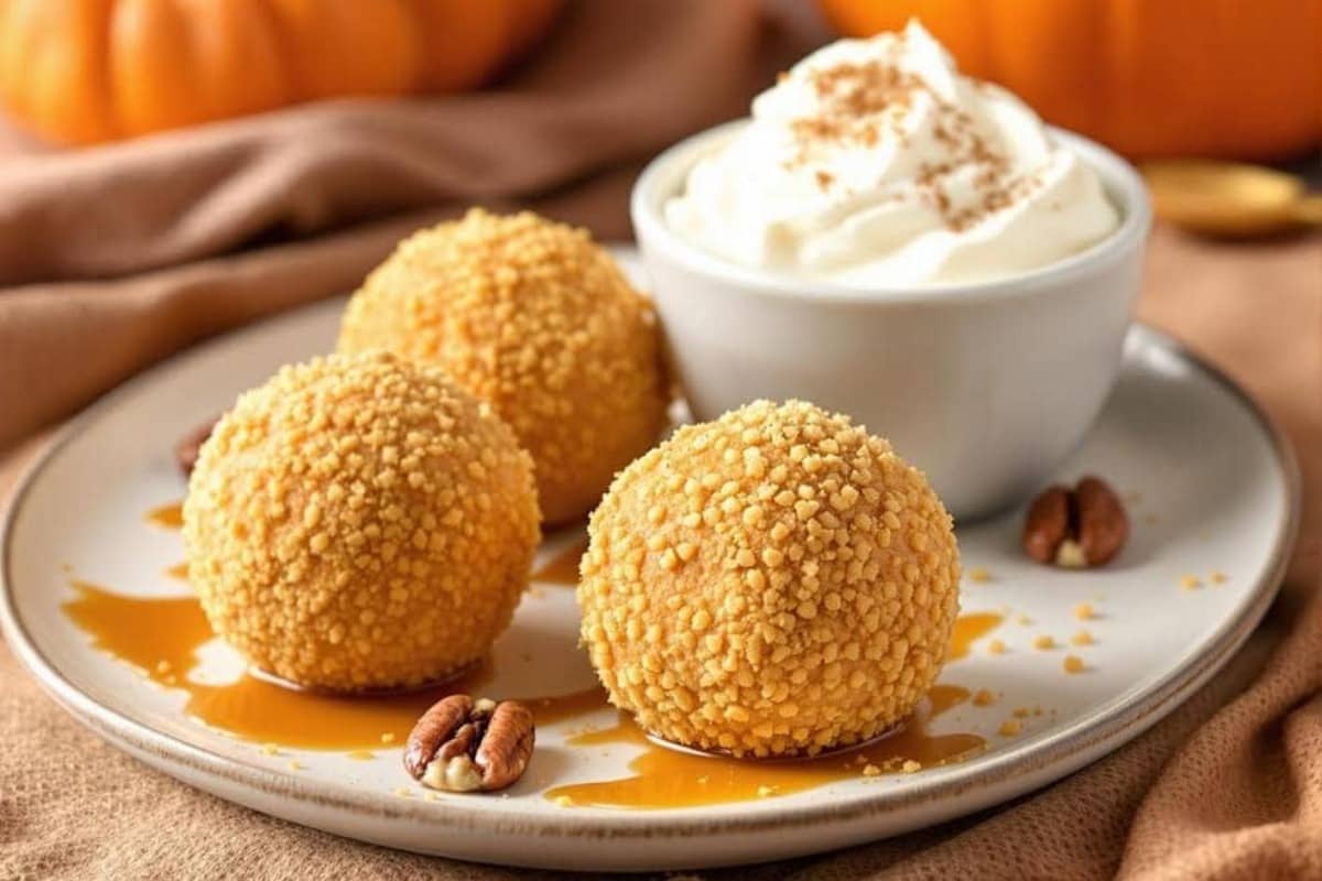 3 ingredient no bake pumpkin cheesecake balls